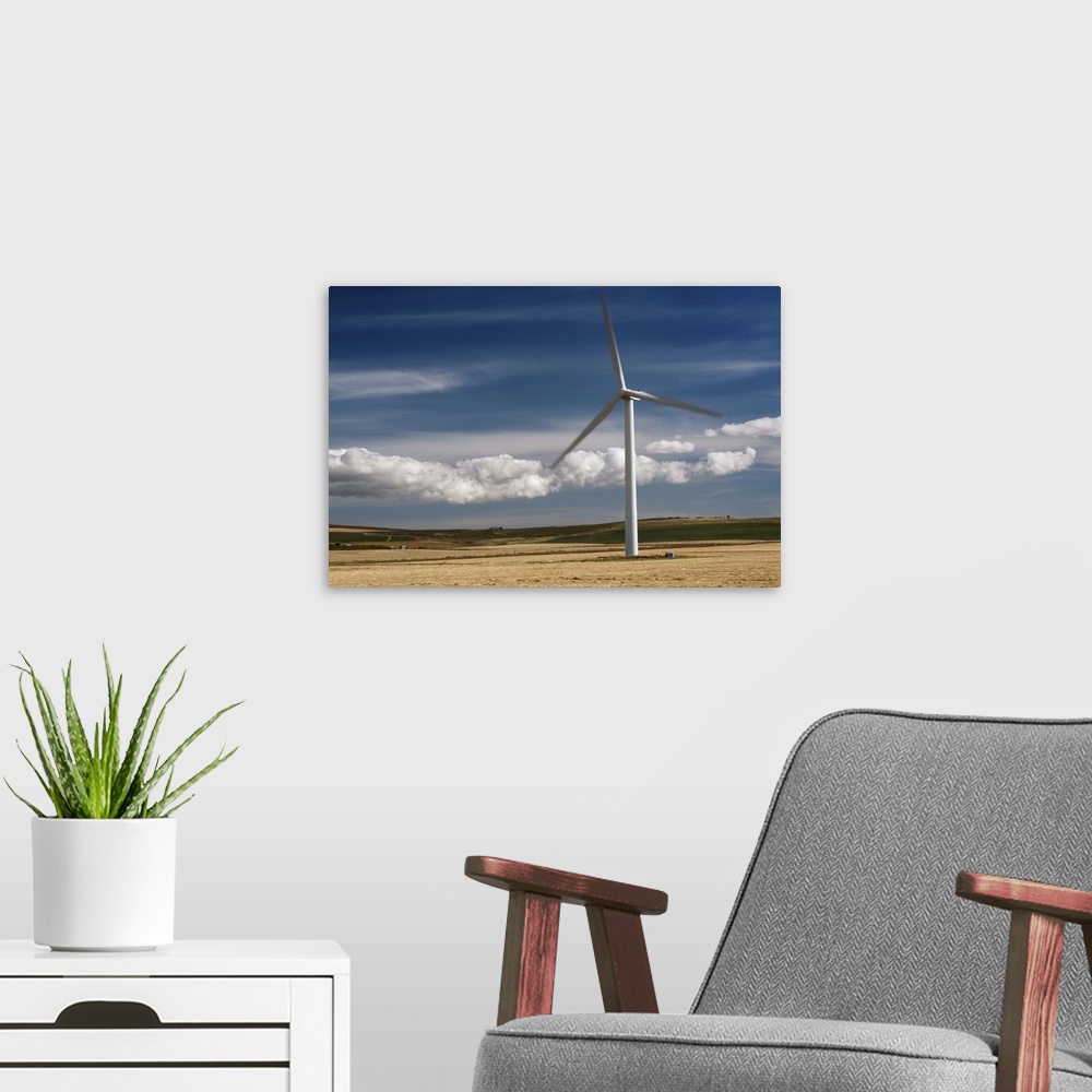A modern room featuring Windmill power generation in Alberta, Canada