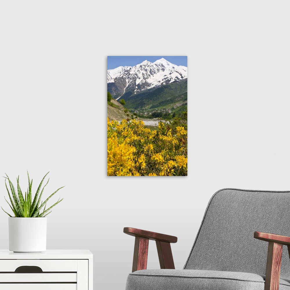 A modern room featuring Wonderful mountain scenery of Svanetia, Georgia.