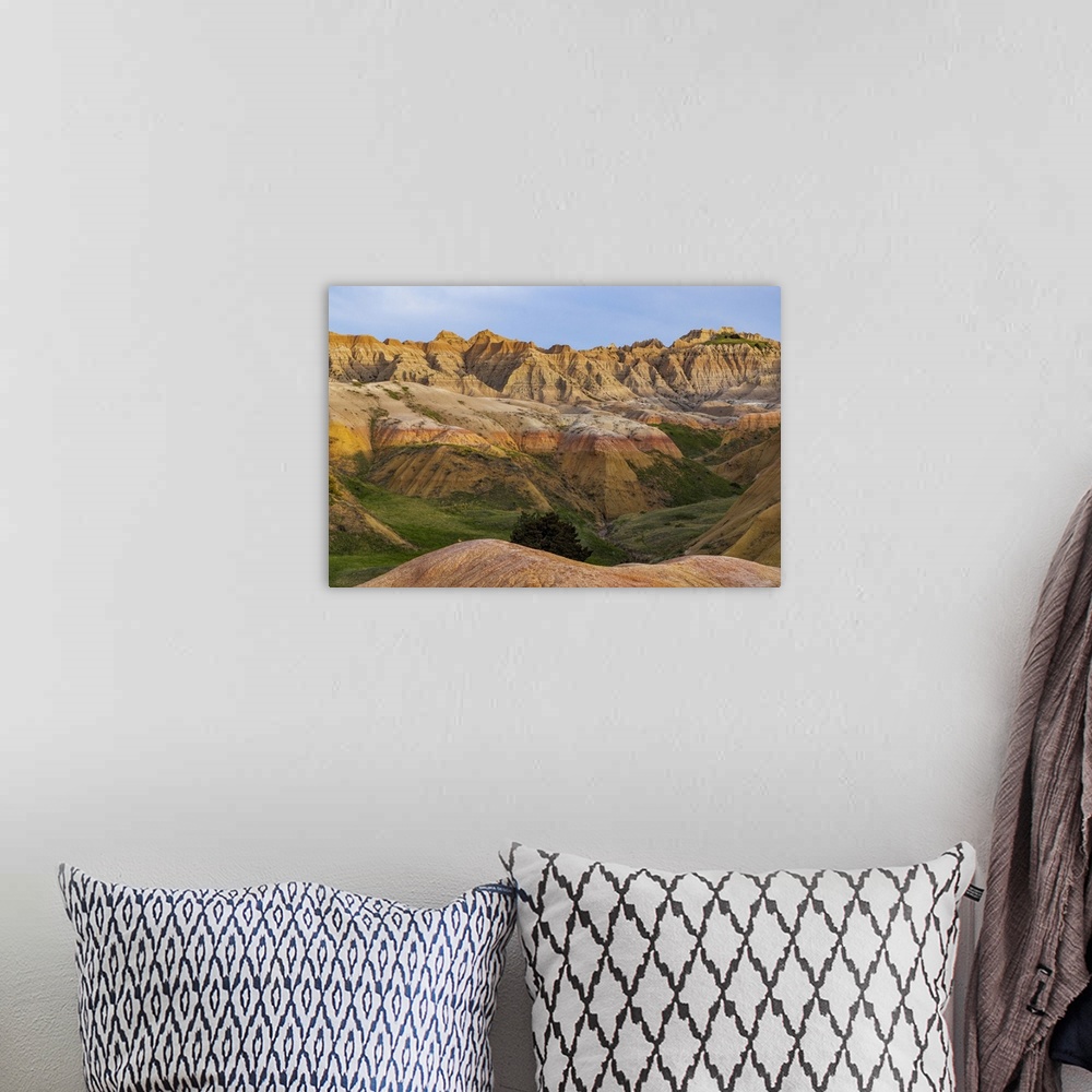 A bohemian room featuring Yellow Mounds Overlook in Badlands National Park, South Dakota, USA.