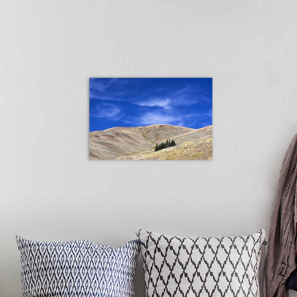 A bohemian room featuring Yellowstone National Park, Lamar Valley. Beautiful clouds dot the sky above the valley.