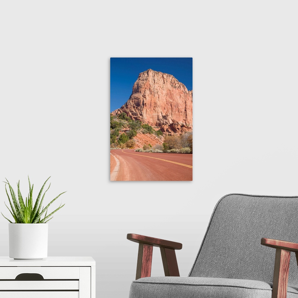 A modern room featuring Zion National Park, Kolob Canyons, Navajo sandstone formations, Utah.
