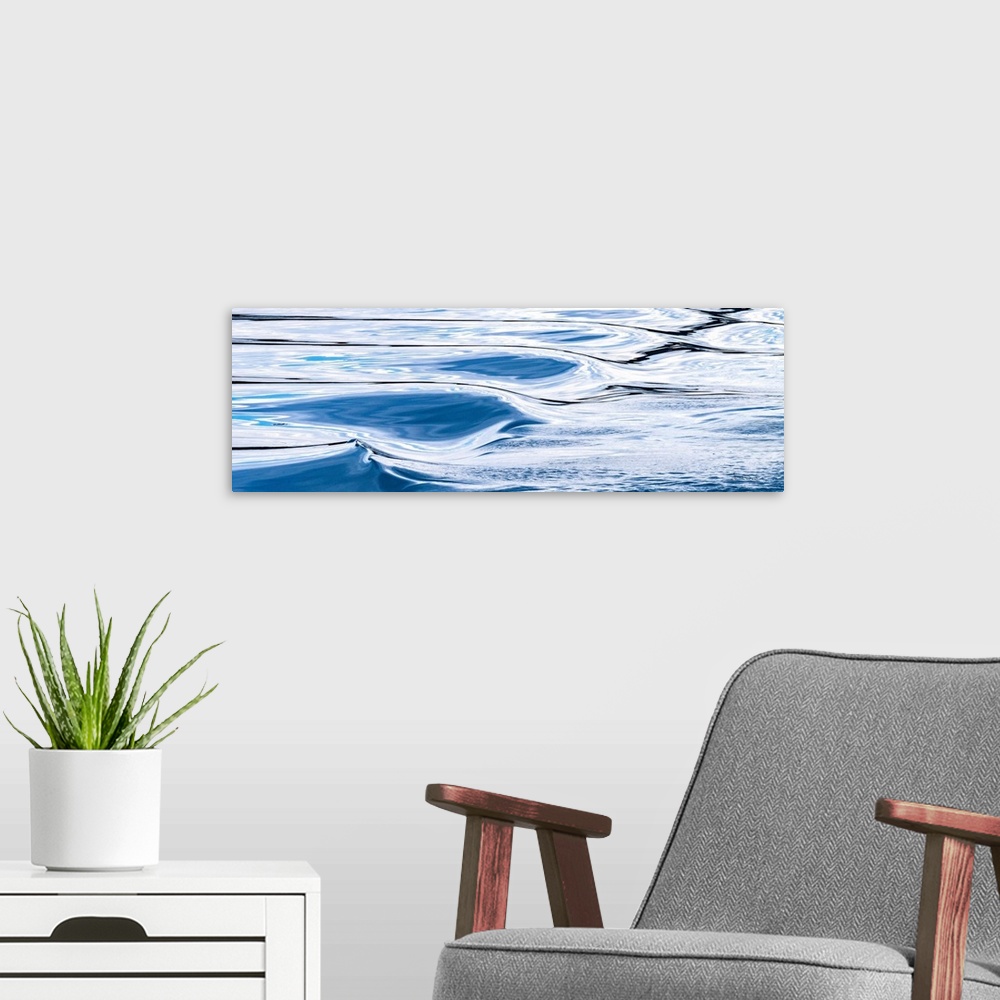 A modern room featuring Abstract pattern of boat wake waves in Shelikof Strait, Katmai National Park, Alaska, USA.
