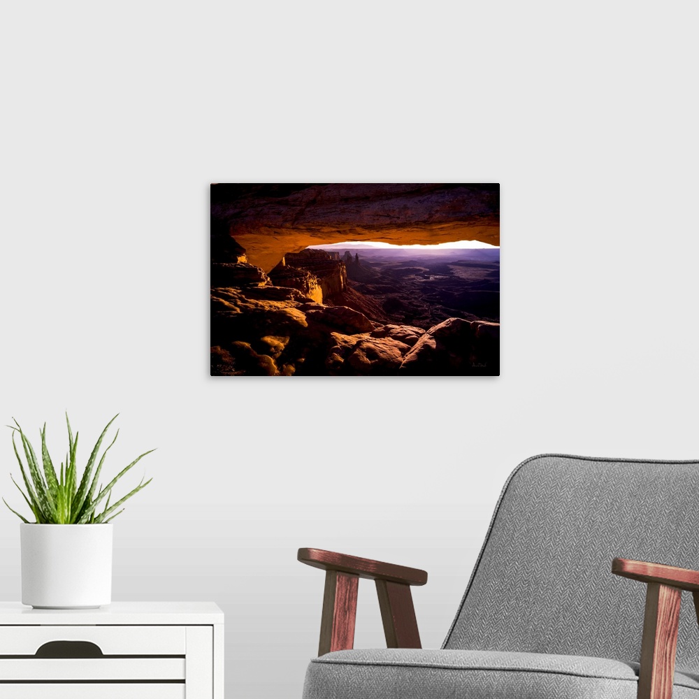 A modern room featuring Mesa Arch in Canyonlands National Park, Moab, Utah, USA.