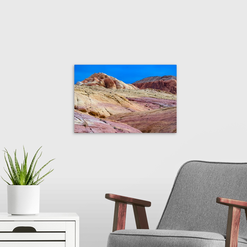 A modern room featuring Colorful sandstone mountain formation in Valley of Fire State Park, Nevada, USA.