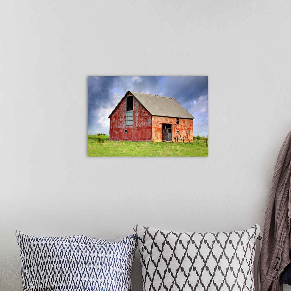 A bohemian room featuring A high dynamic range image of an old abandoned barn.