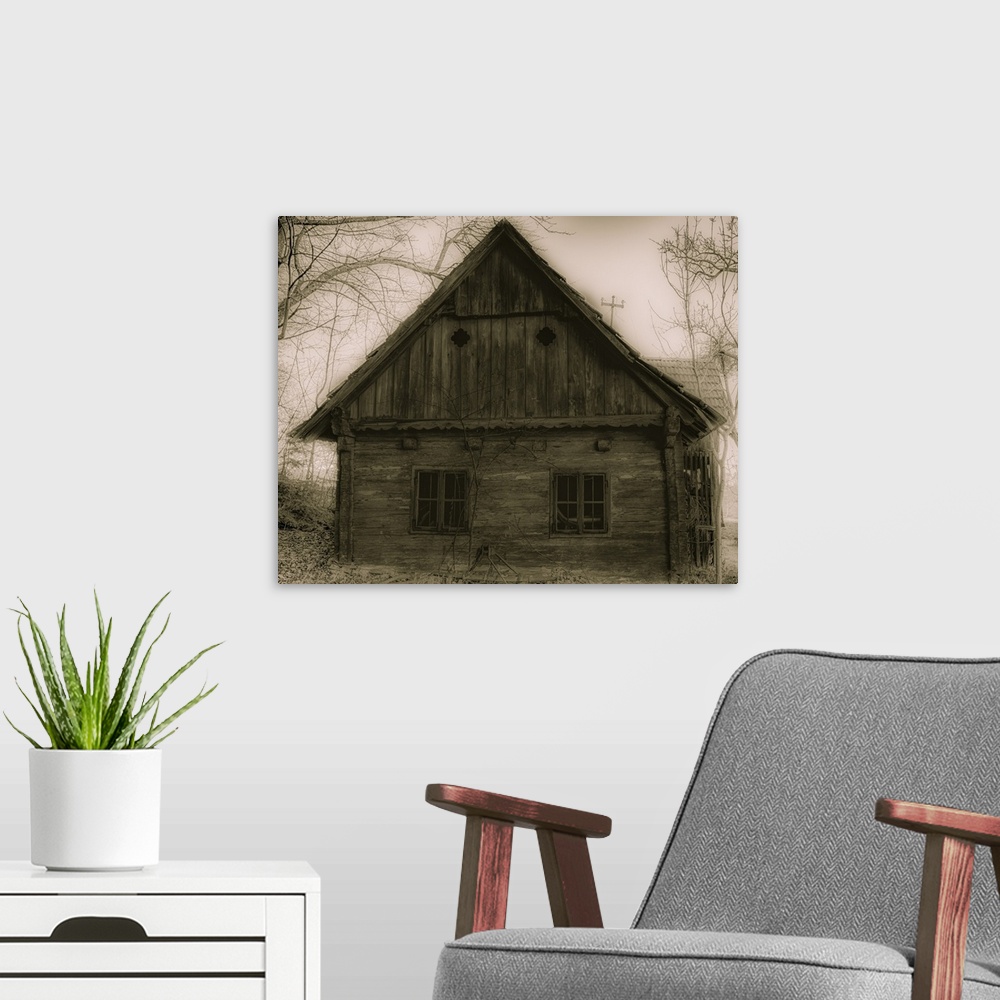 A modern room featuring Abandoned Hut In A Spooky Landscape