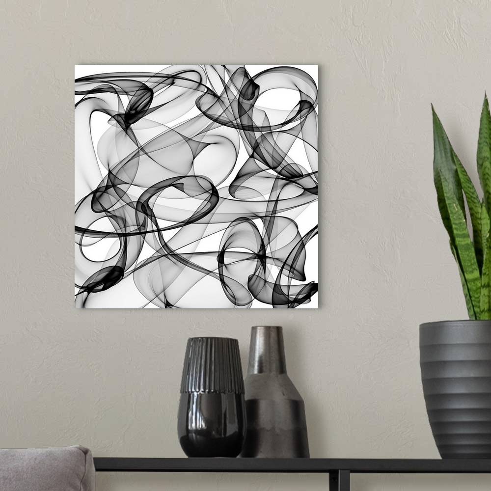 A modern room featuring Generated black and white abstract pattern.