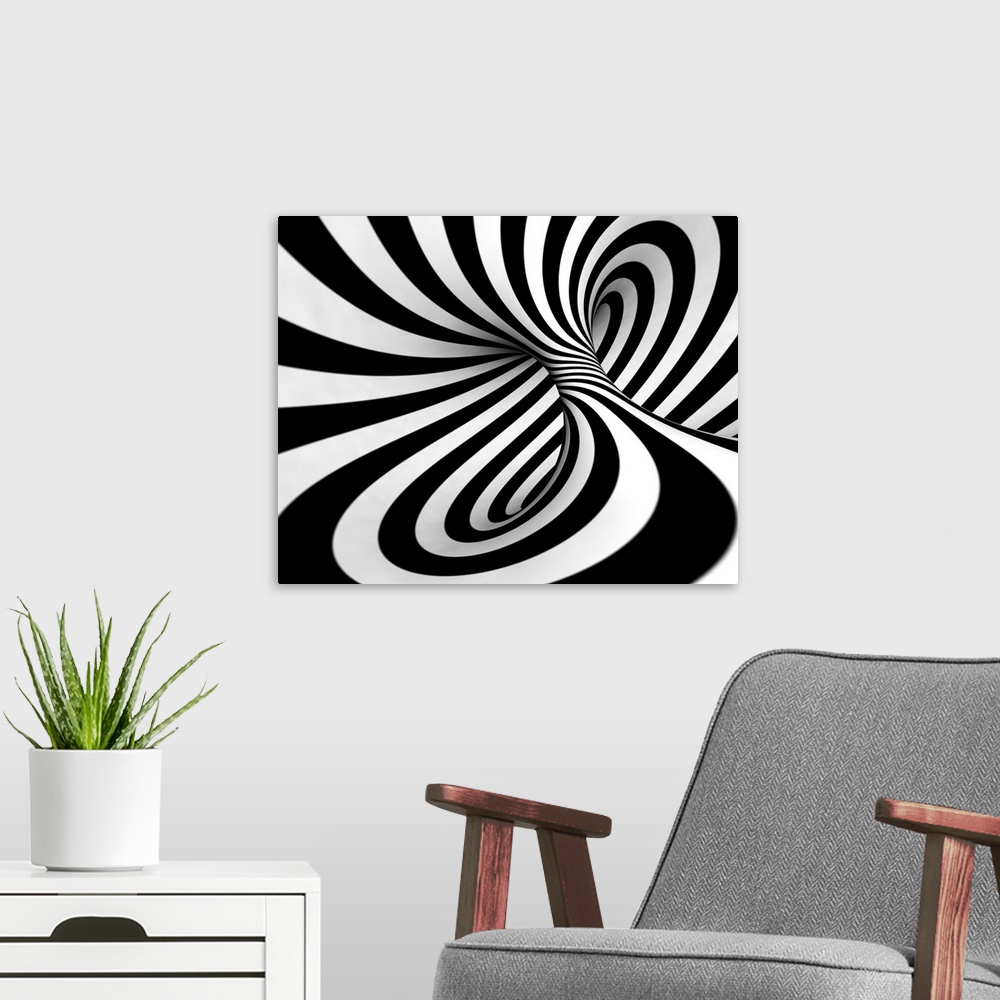 A modern room featuring Abstract Spiral