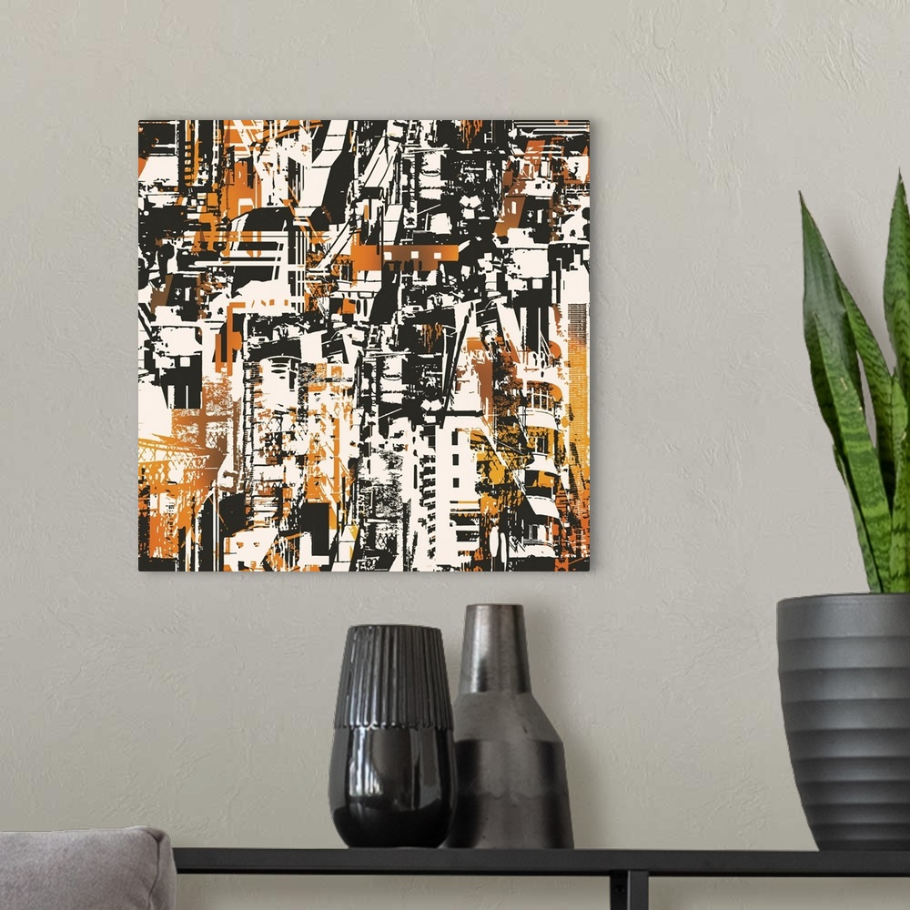 A modern room featuring Abstract Urban City