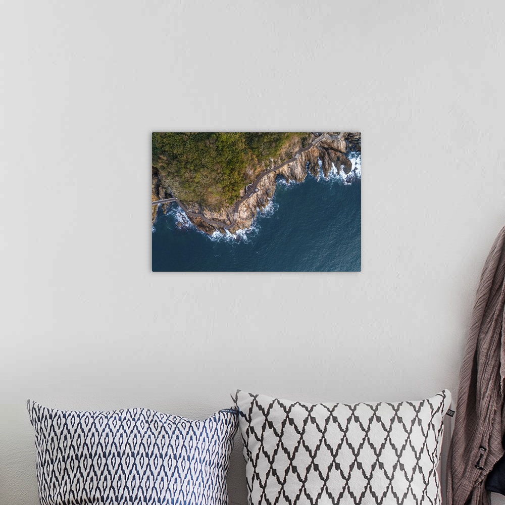 A bohemian room featuring Aerial View Of Coastline From Drone