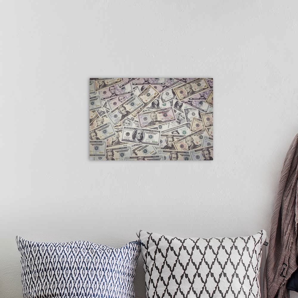 A bohemian room featuring Assorted American Banknotes