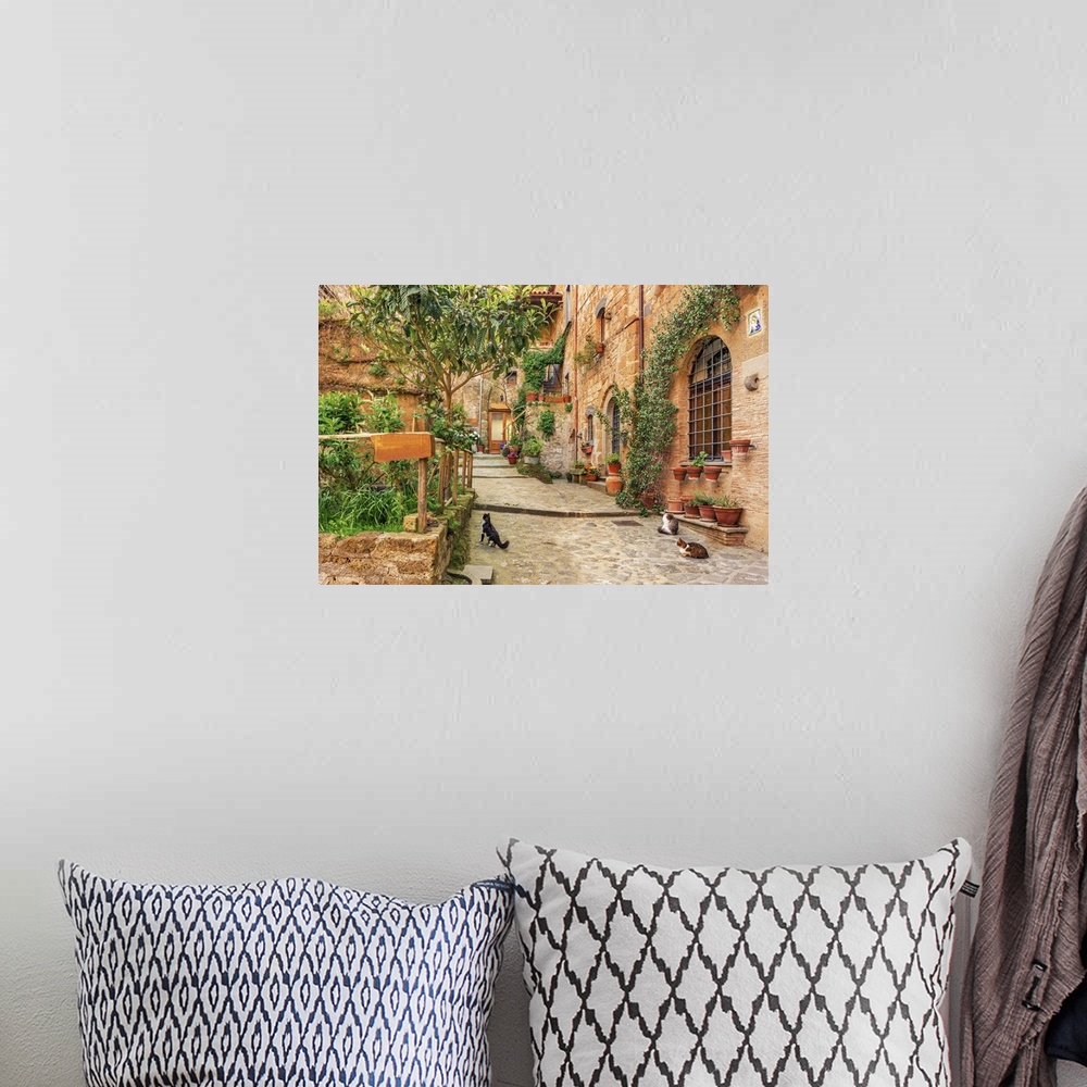 A bohemian room featuring Beautiful alley in old town Tuscany.