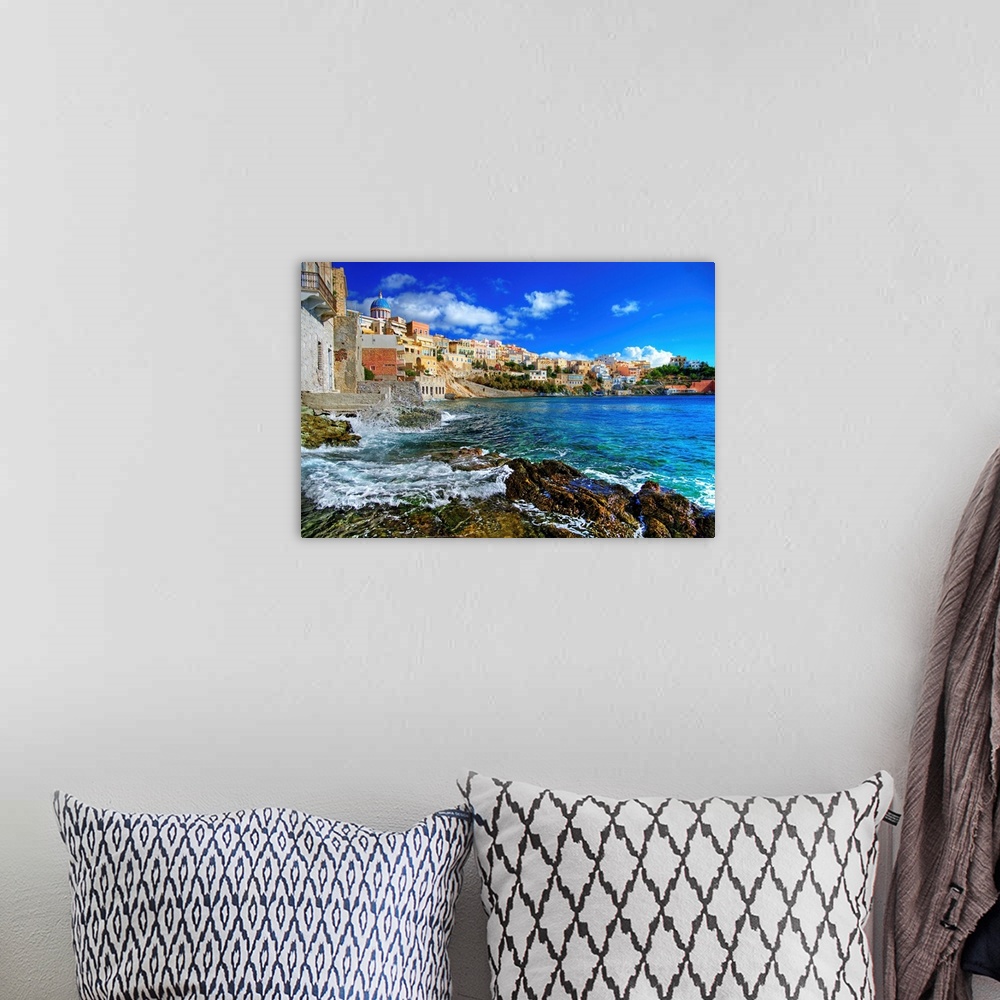 A bohemian room featuring Beautiful Greek islands series - Syros.