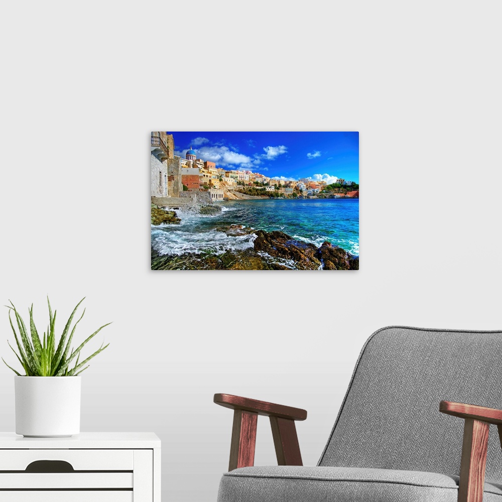 A modern room featuring Beautiful Greek islands series - Syros.