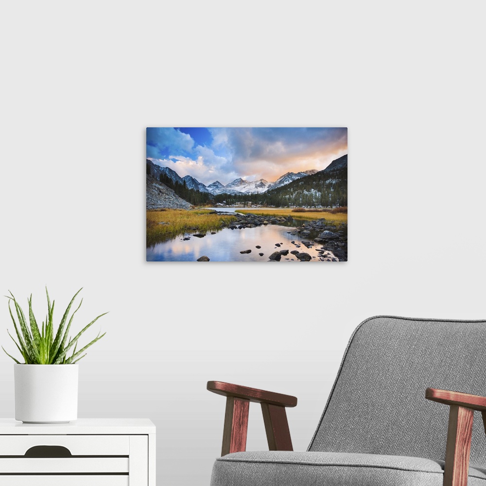 A modern room featuring Beautiful Mountain Sunset