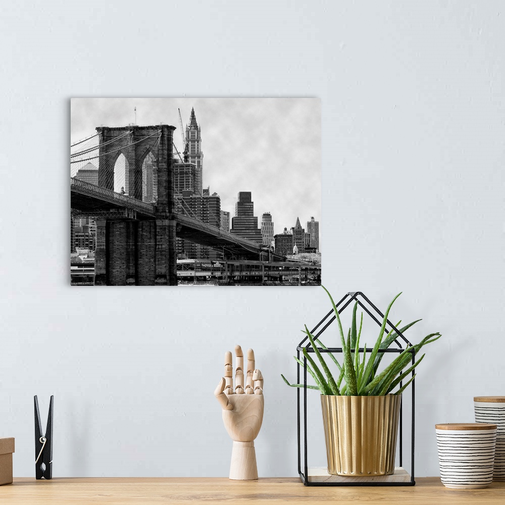 A bohemian room featuring Brooklyn Bridge, New York, And East River
