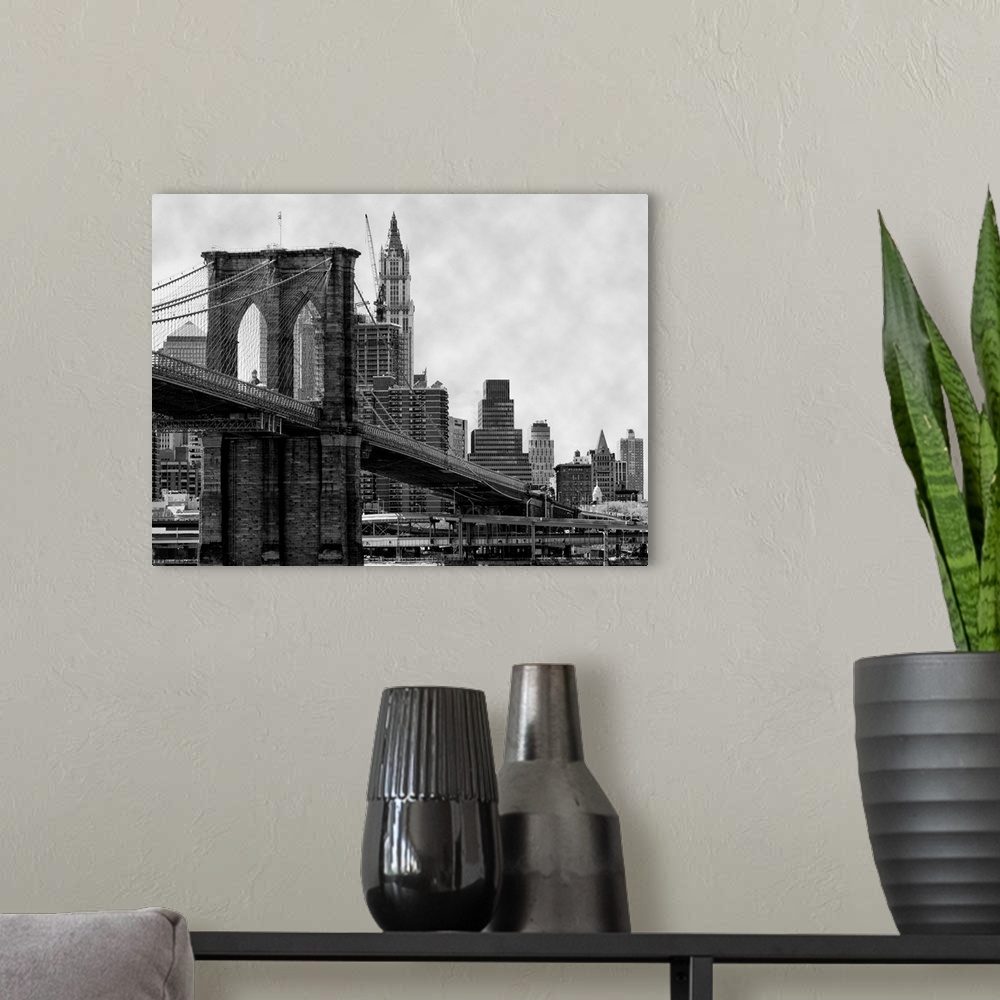 A modern room featuring Brooklyn Bridge, New York, And East River