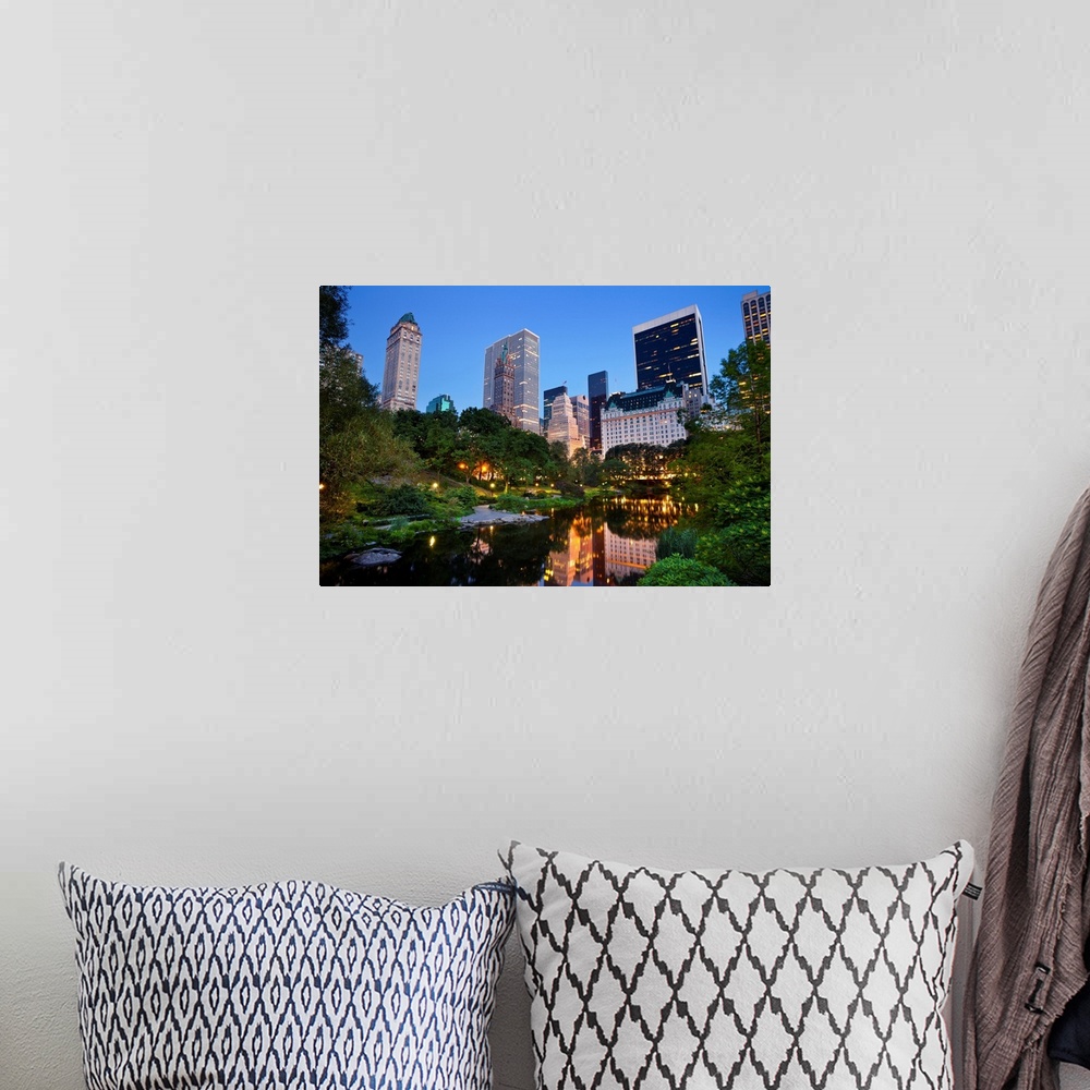 A bohemian room featuring Image of the midtown Manhattan skyline taken from Central Park, New York City.