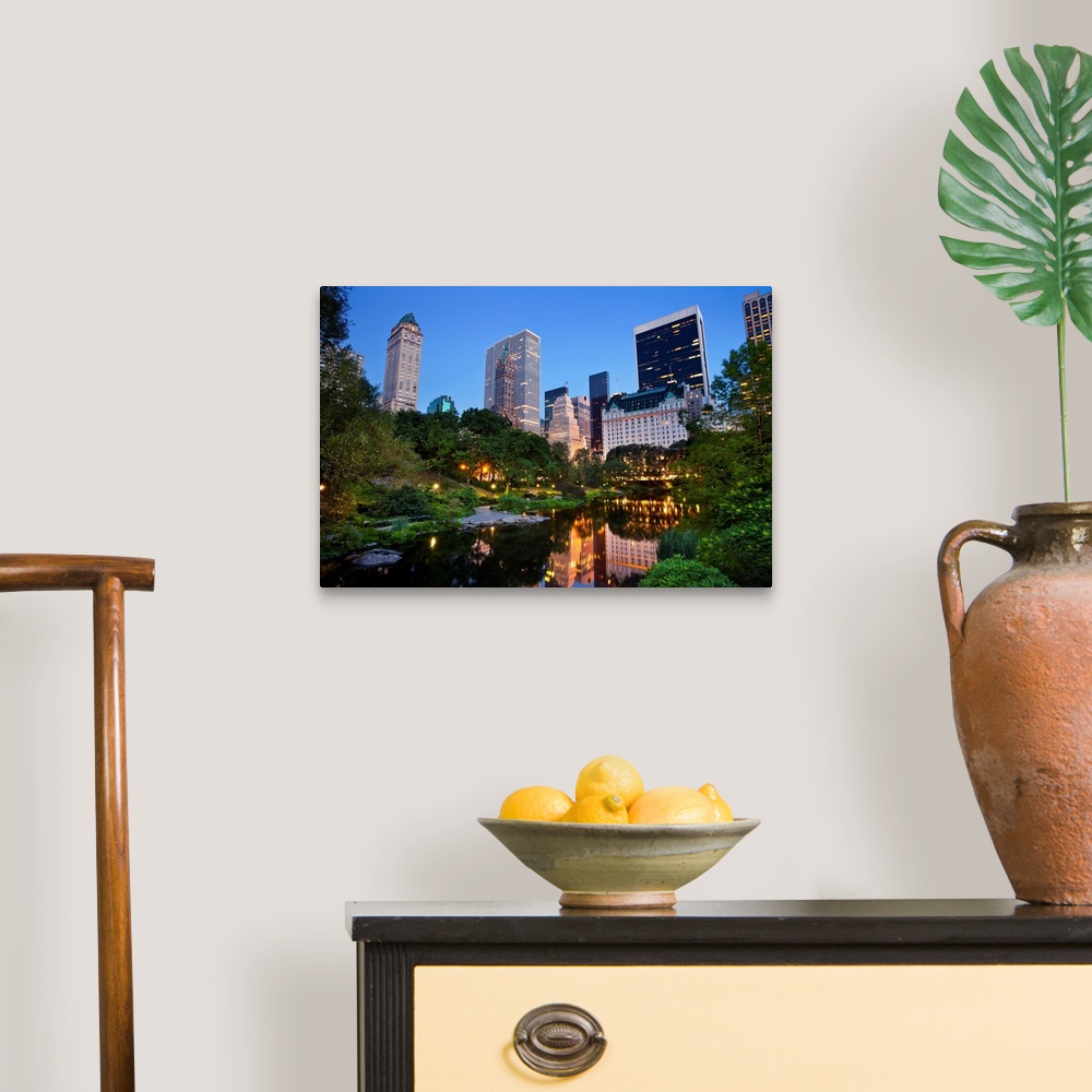 A traditional room featuring Image of the midtown Manhattan skyline taken from Central Park, New York City.