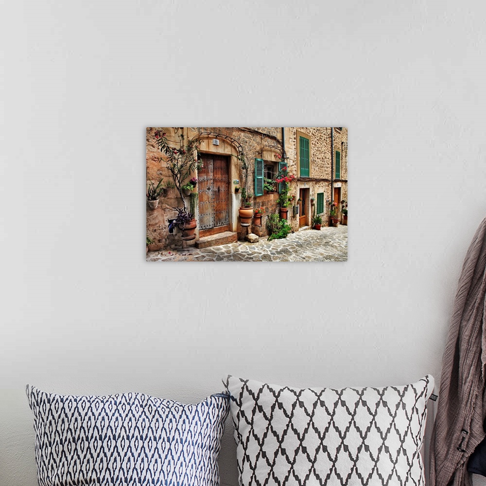 A bohemian room featuring Charming streets of old mediterranean towns.