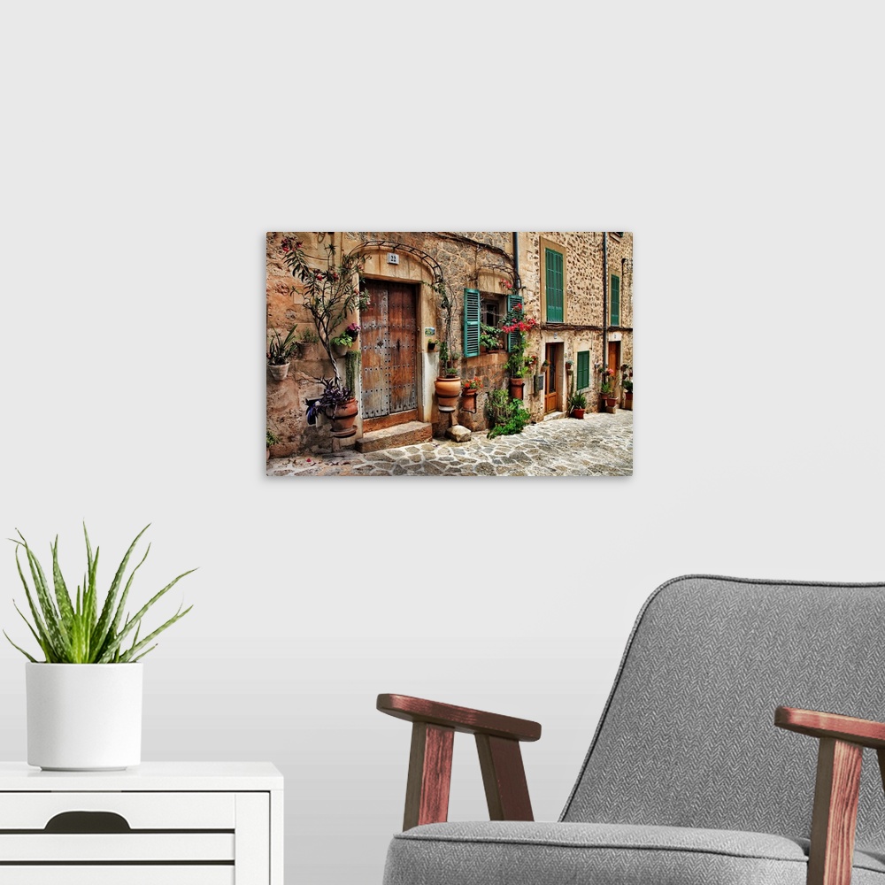 A modern room featuring Charming streets of old mediterranean towns.