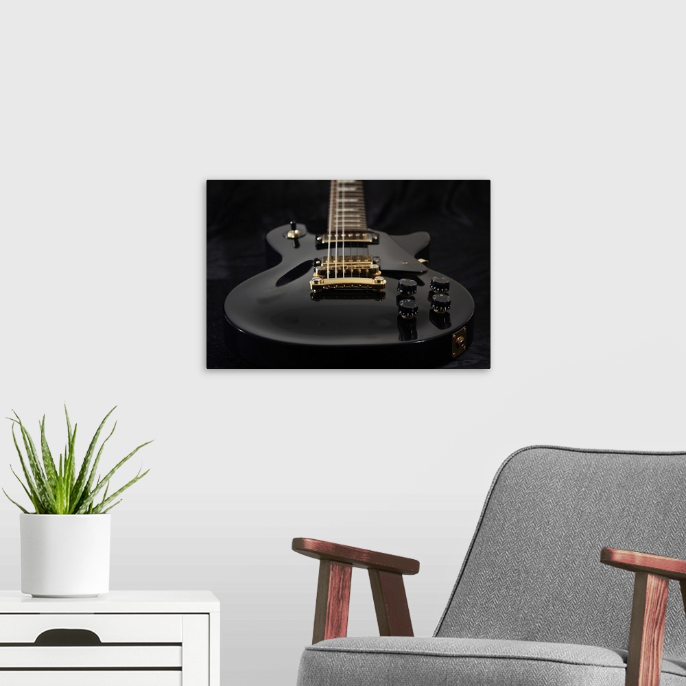 A modern room featuring Close Up Of Electric Guitar
