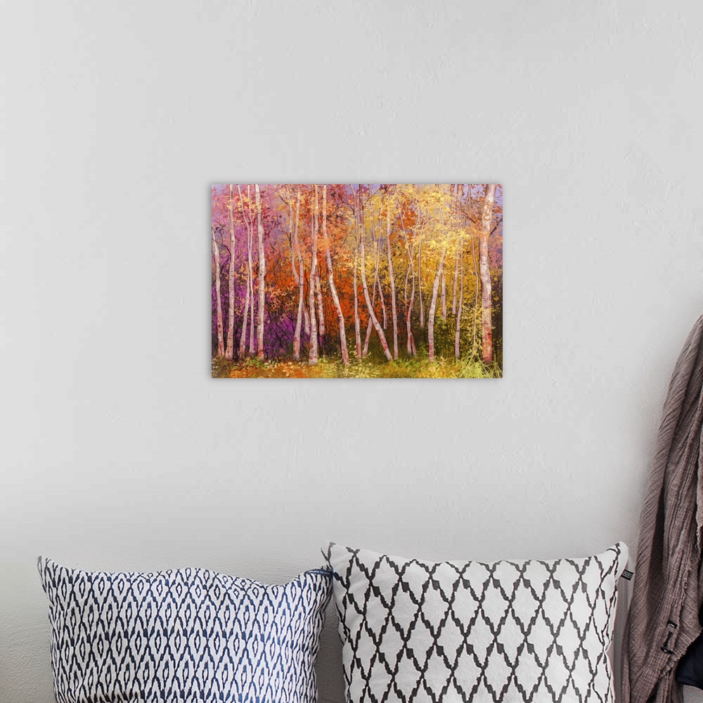 A bohemian room featuring Colorful Autumn Landscape