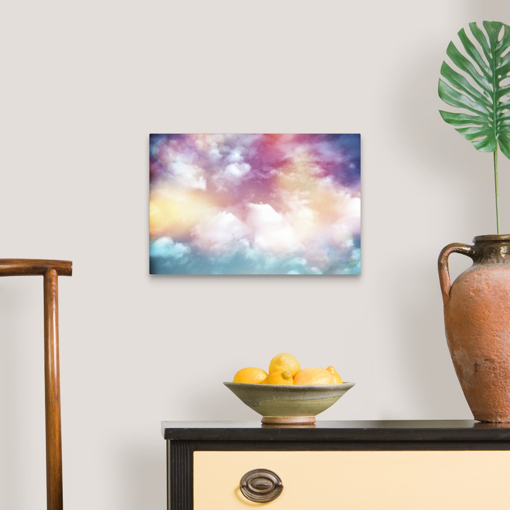 A traditional room featuring Colorful clouds with lens flare.