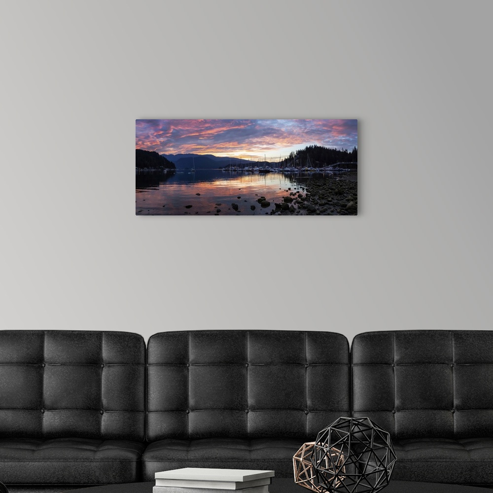 A modern room featuring Deep Cove During A Colorful Summer Sunrise, North Vancouver, BC, Canada