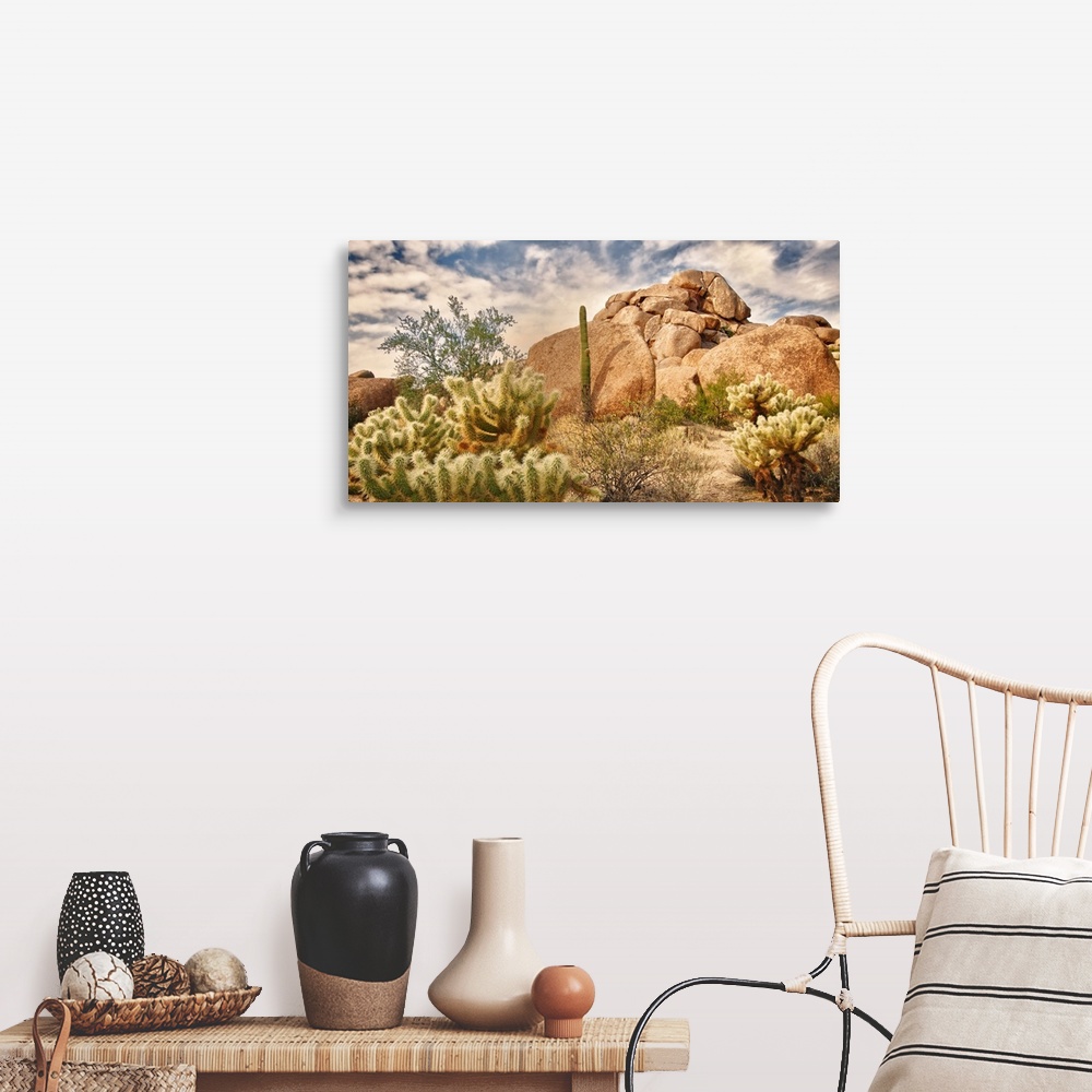 A farmhouse room featuring Beautiful desert landscape with red rock buttes and glowing sky with little fluffy clouds.