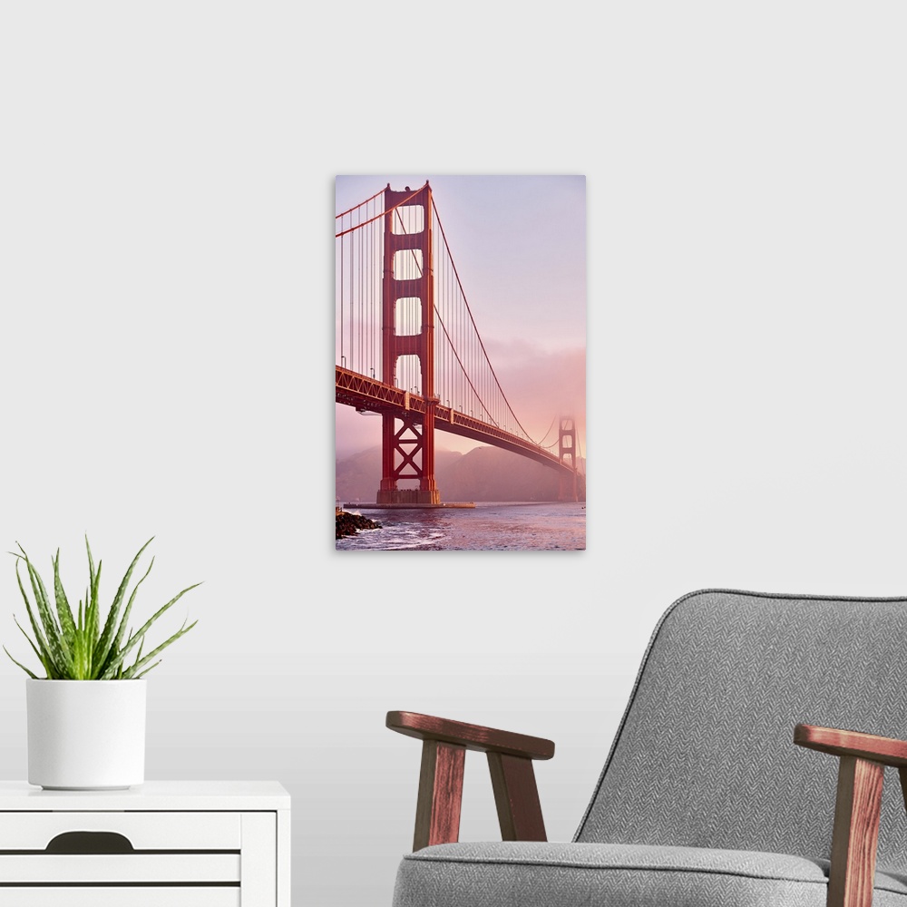 A modern room featuring Golden Gate Bridge View From Fort Point At Sunrise, San Francisco, California