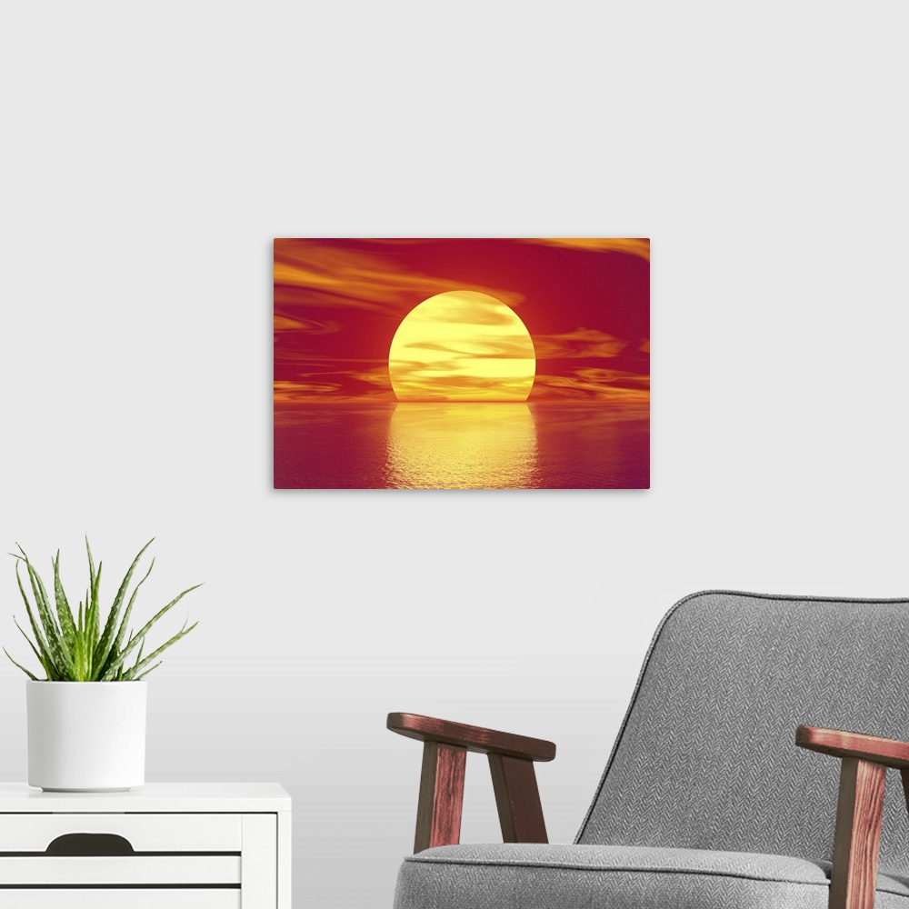 A modern room featuring Golden Sunset