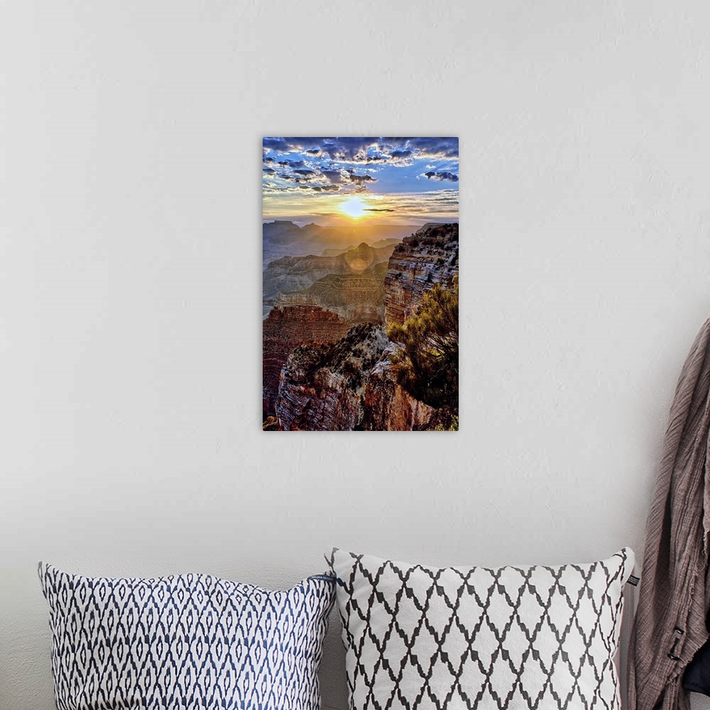 A bohemian room featuring Grand Canyon at sunrise in September.