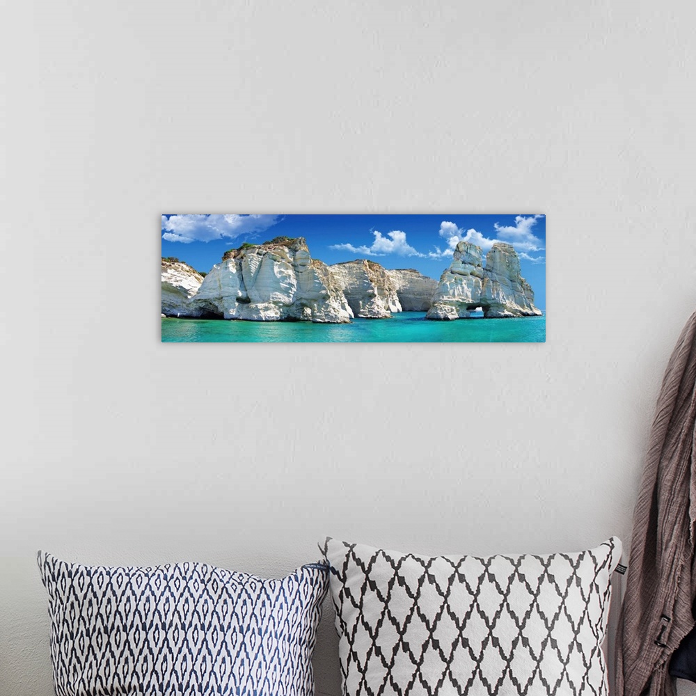 A bohemian room featuring Greek holidays - beautiful island Milos.