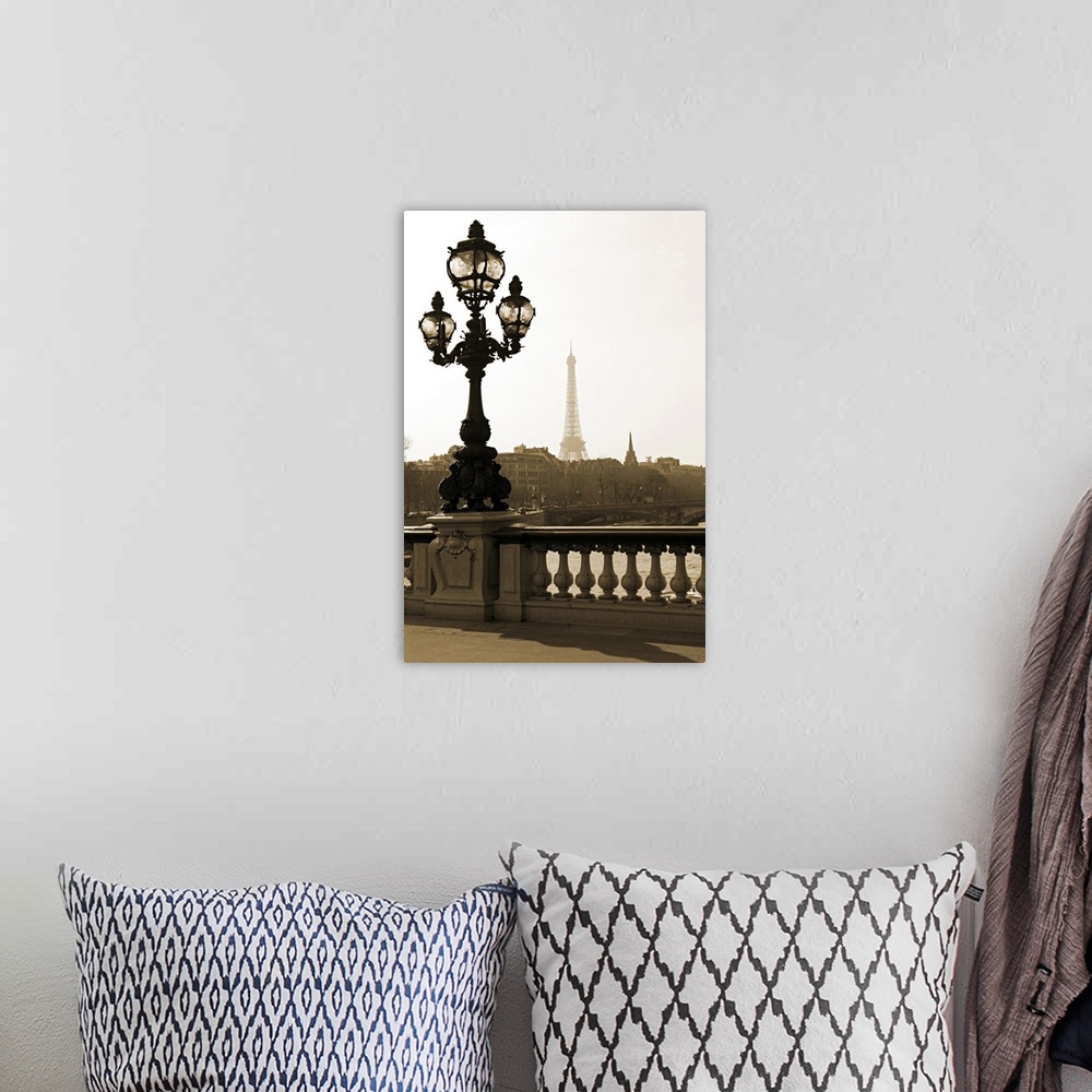 A bohemian room featuring Lamppost on the bridge of Alexandre III in Paris, France.