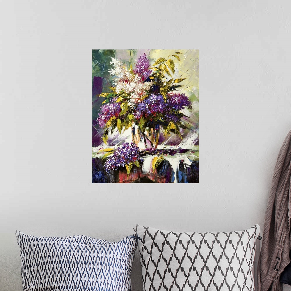 A bohemian room featuring Lilac Bouquet In A Vase