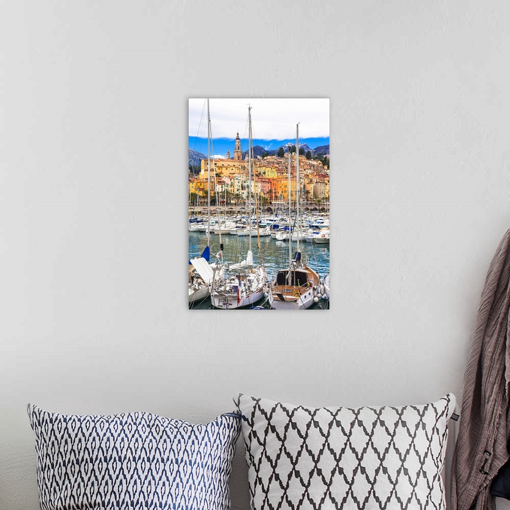 A bohemian room featuring Beautiful Menton town, south of France.