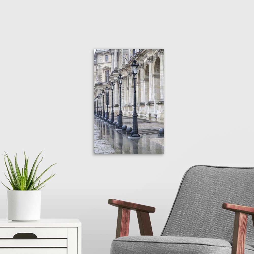 A modern room featuring Metallic retro lampposts in historic Paris, France.