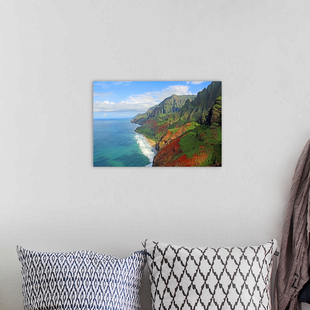A bohemian room featuring View at Na Pali coast from helicopter, Kauai, Hawaii.