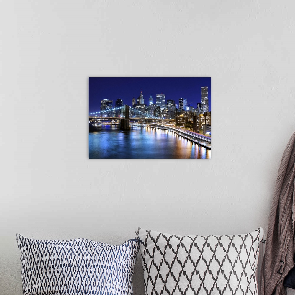 A bohemian room featuring Skyline of downtown New York, New York.