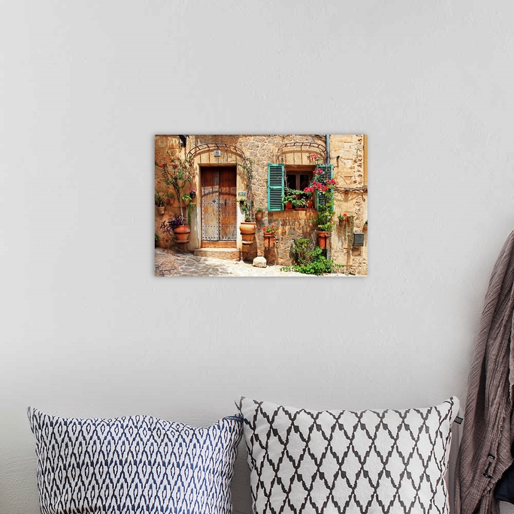 A bohemian room featuring Old charming streets, Spain, Valdemossa village.