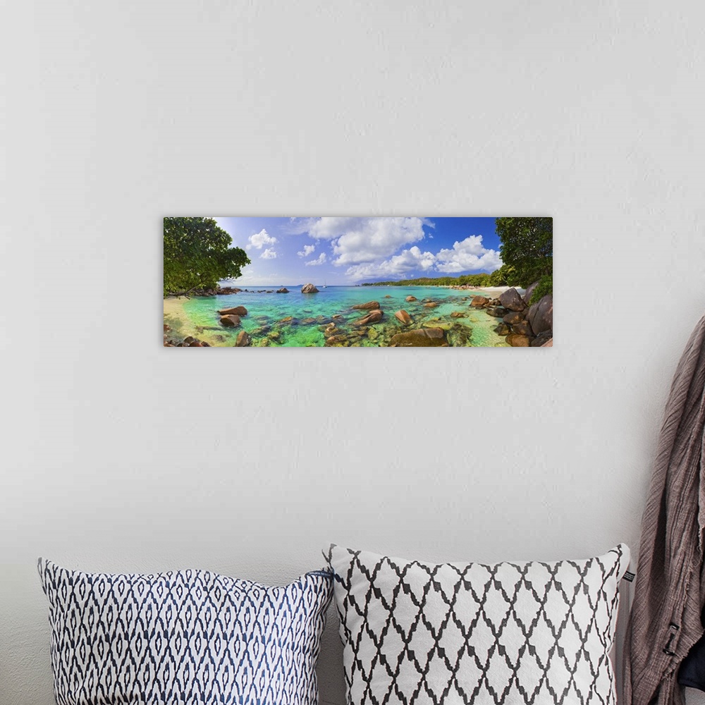 A bohemian room featuring Panorama of Anse Lazio at Seychelles.