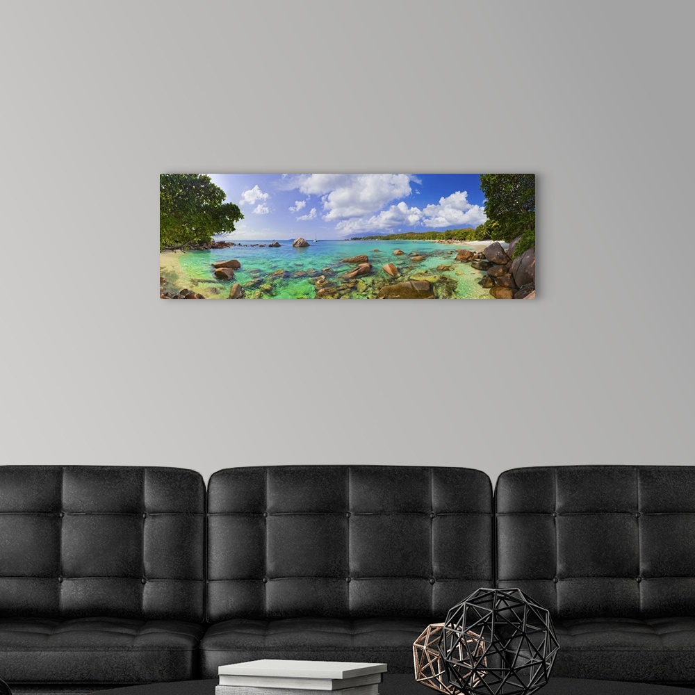 A modern room featuring Panorama of Anse Lazio at Seychelles.