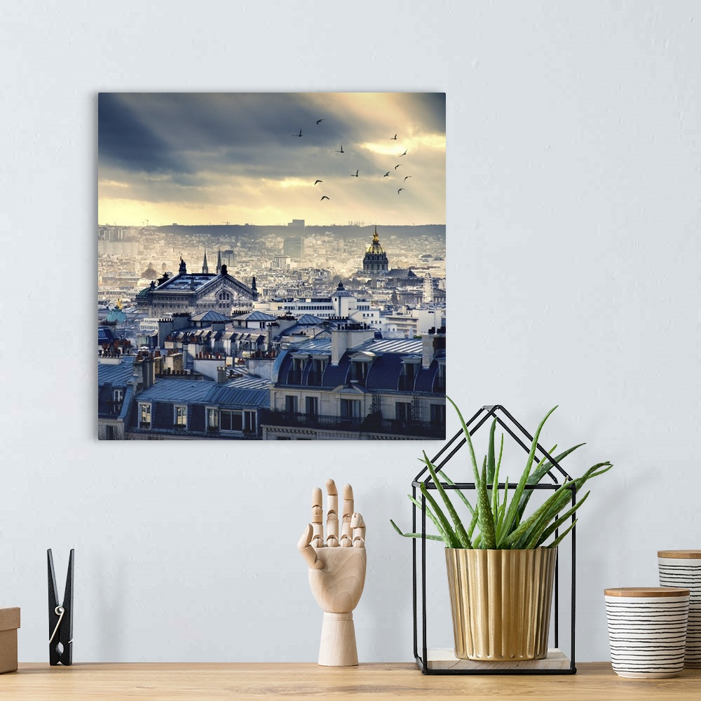 A bohemian room featuring Paris cityscape taken from Montmartre.