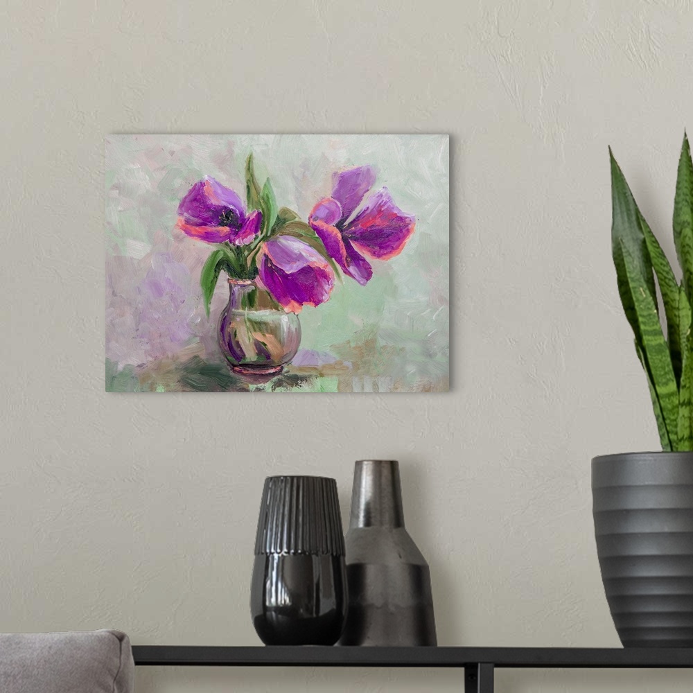A modern room featuring Purple Floral Still-Life