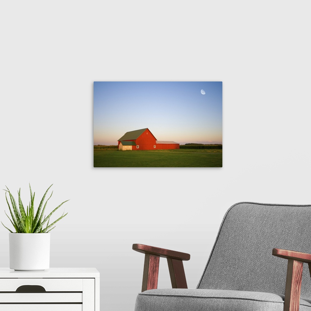 A modern room featuring Red barn on a farm in Central Indiana.
