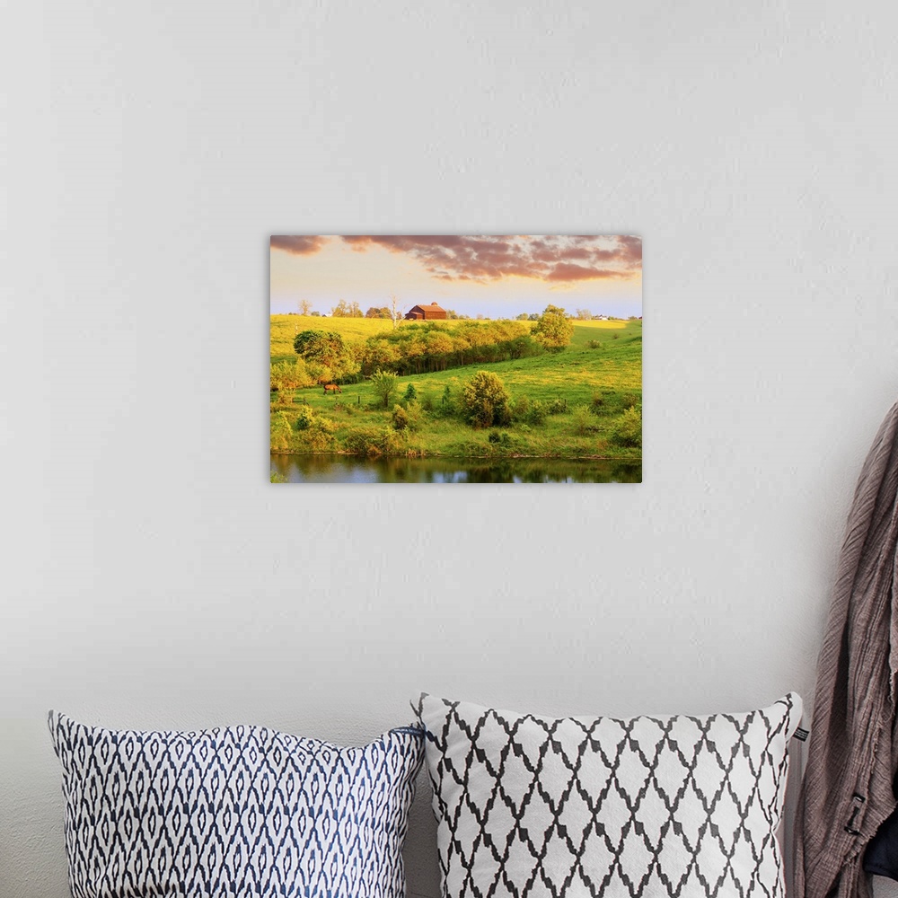 A bohemian room featuring Scenic rural landscape in central Kentucky in the evening.