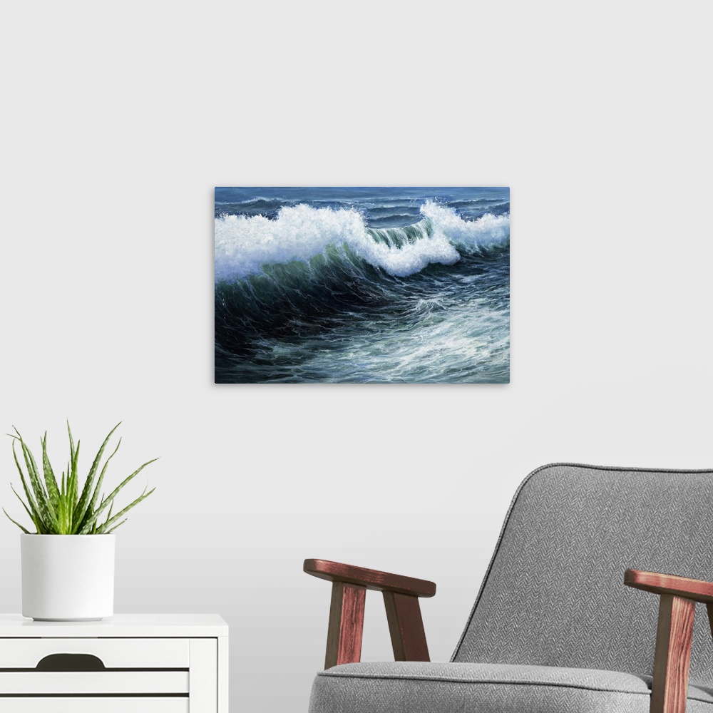 A modern room featuring Storm Over Ocean