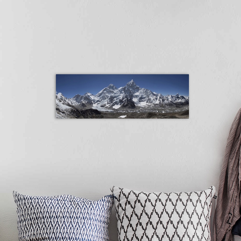 A bohemian room featuring Everest Himalayan Range viewed from Kala Pattar mountain.