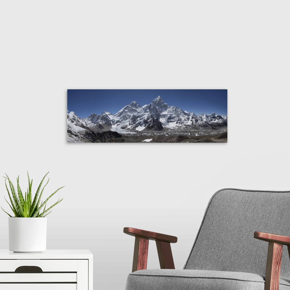 A modern room featuring Everest Himalayan Range viewed from Kala Pattar mountain.